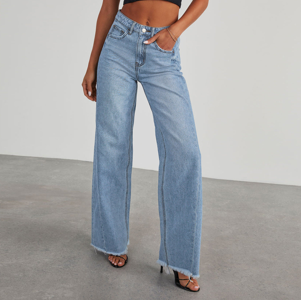 Gemma High-Waist-Jeans mit weitem Bein