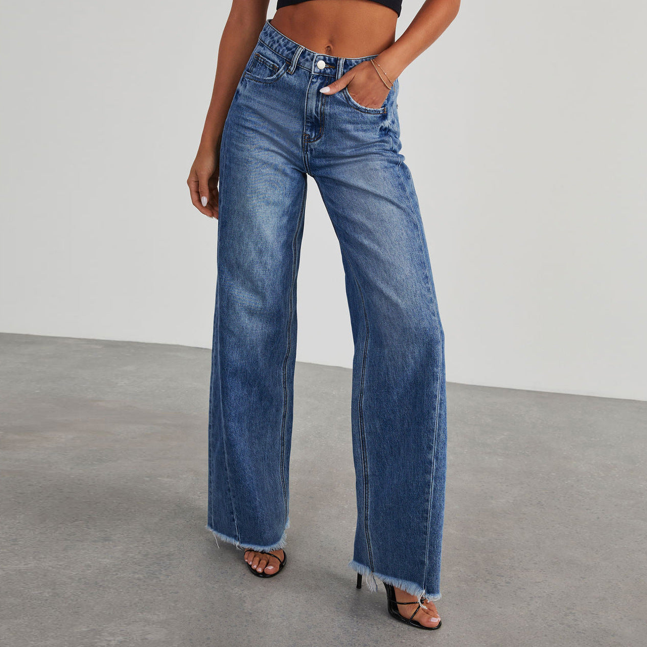 Gemma High-Waist-Jeans mit weitem Bein