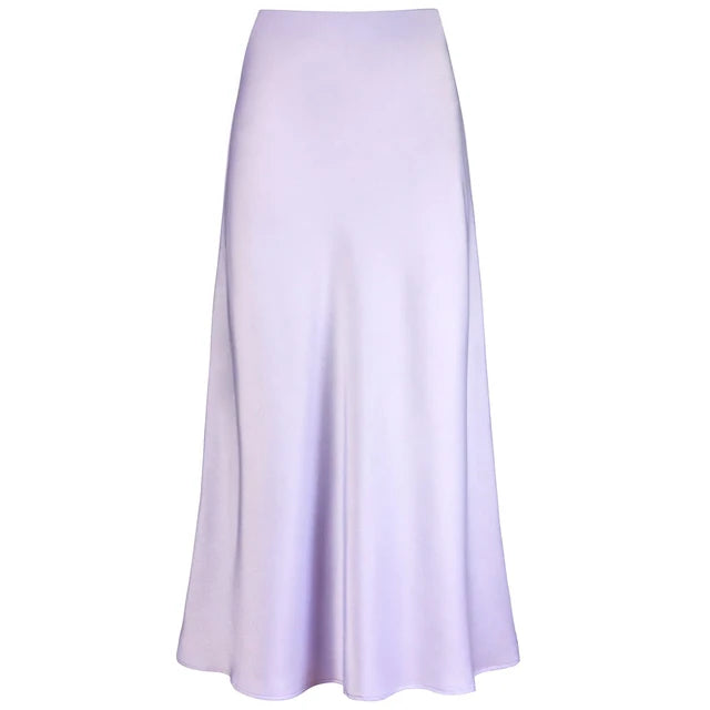 Alice | Mode Langer glänzender Satin-Rock