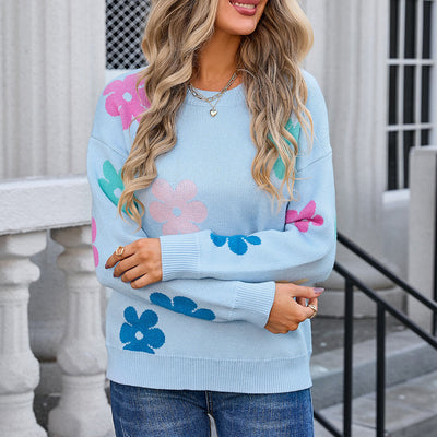 Aislin | Lässiger Blumengehäkelter Pullover