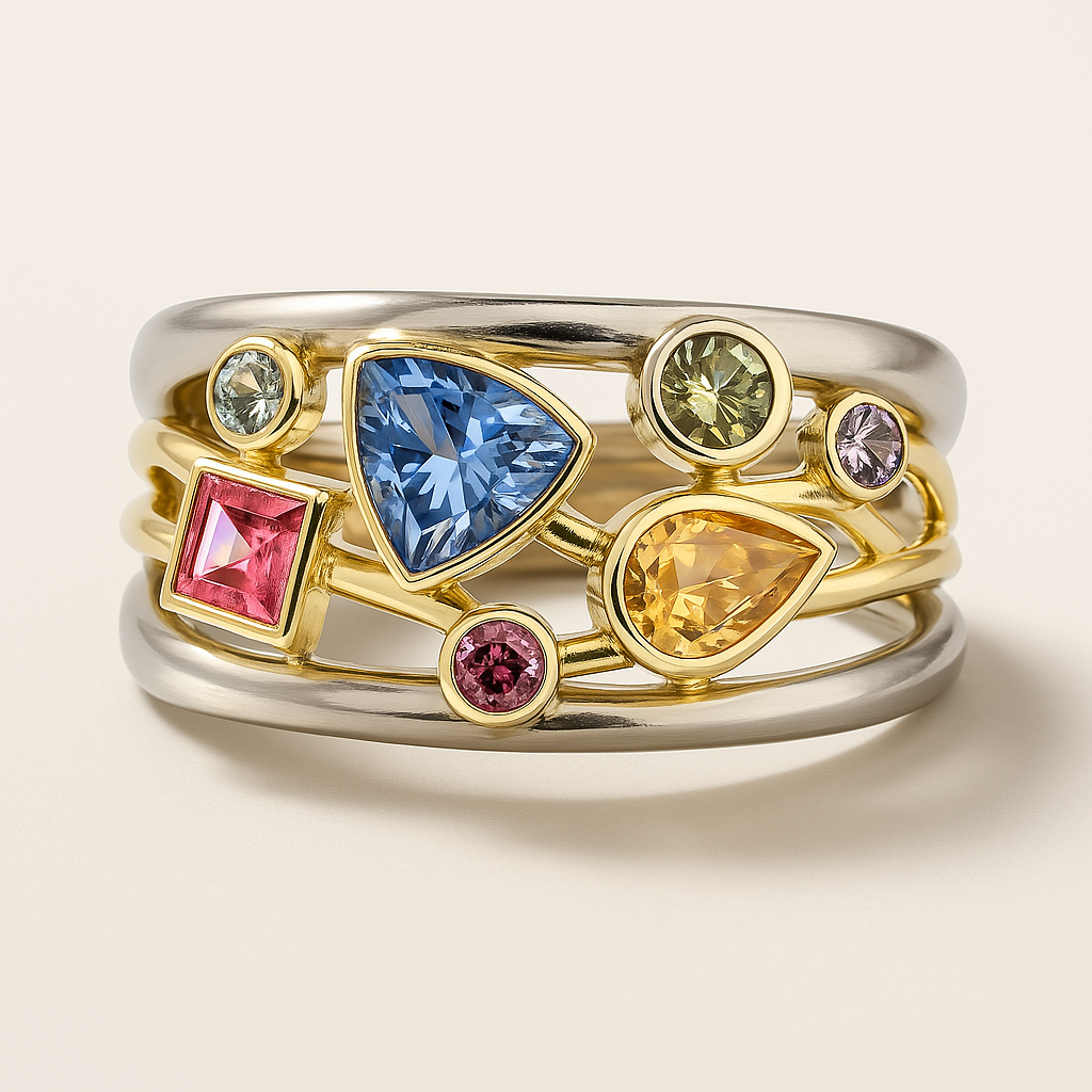 Vintage-Ring mit mehrfarbigen Zirkonia