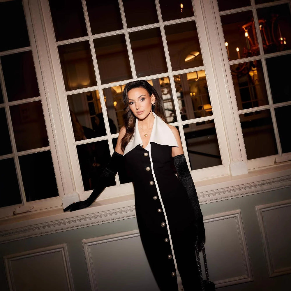 Sophia - Modisches Maxikleid mit kontrastierendem Strickstoff