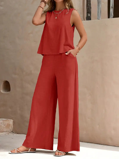 Remy – Elegantes Set aus ärmellosem Top und Hose