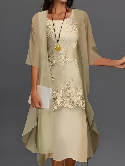 Ridley - Elegantes zweiteiliges Kleid aus Chiffon und Spitze