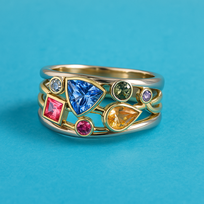 Vintage-Ring mit mehrfarbigen Zirkonia