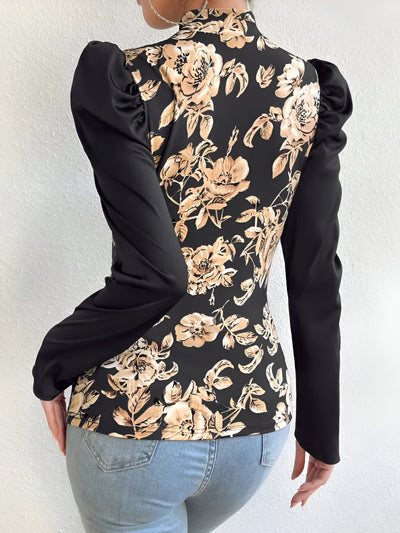 Florinda | Bluse mit Floral Print und Stehkragen