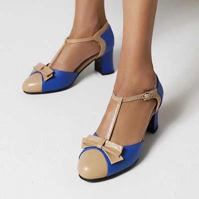 Viola™ Elegante Sandalen Mit Absatz - Feminine T-Bar-Riemen und Breiter Absatz in Beige und Smaragdgrün