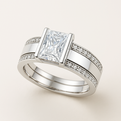 Vintage-Ring mit eingelegtem Glas