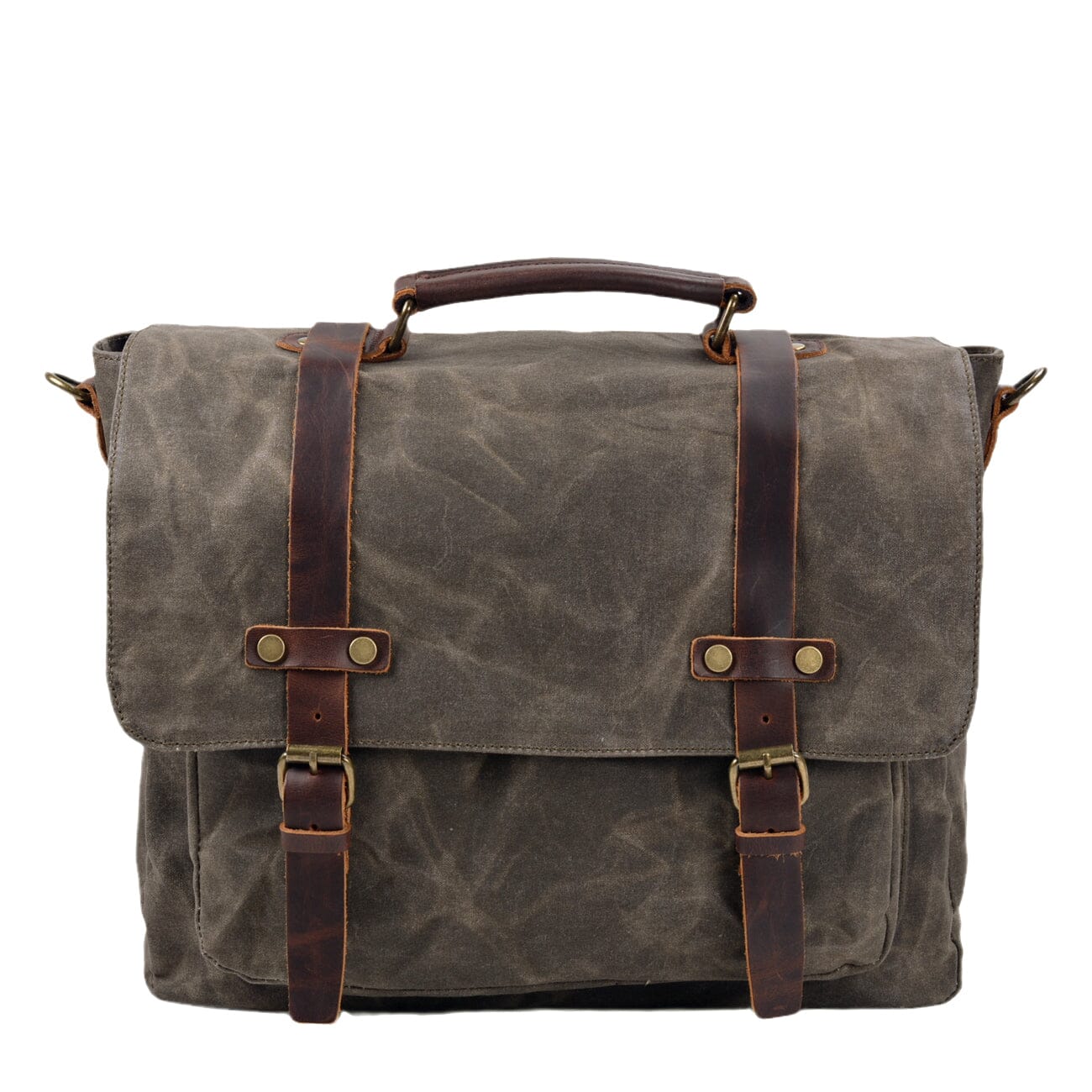 Bruges Messenger Bag – Robuste Canvas & Crazy Horse Leder Schultertasche mit Laptopfach