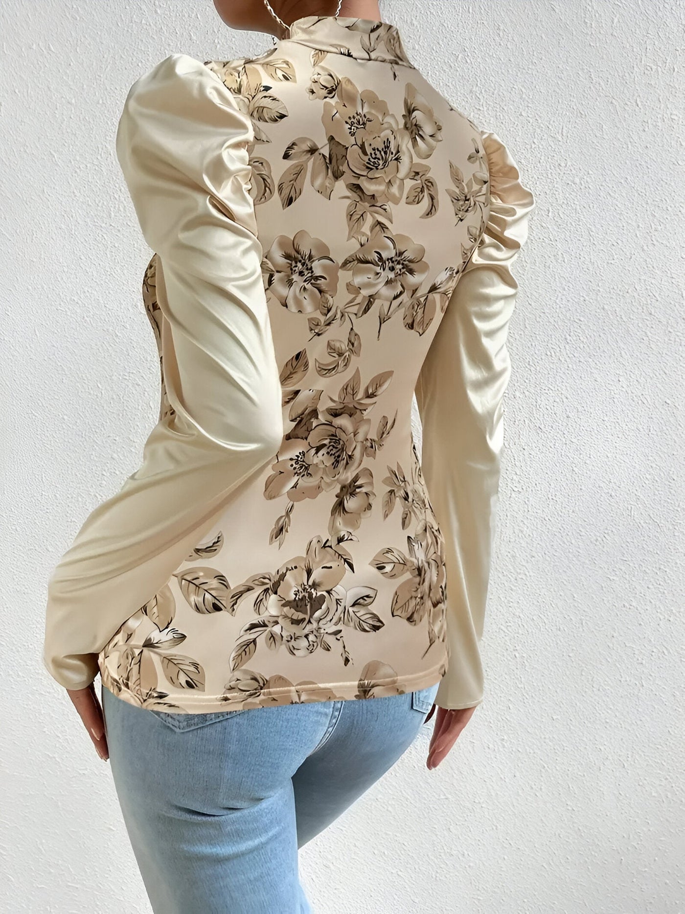 Florinda | Bluse mit Floral Print und Stehkragen