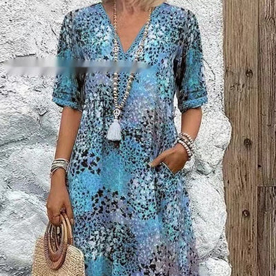 Arlene - Bedrucktes Midikleid mit V-Ausschnitt