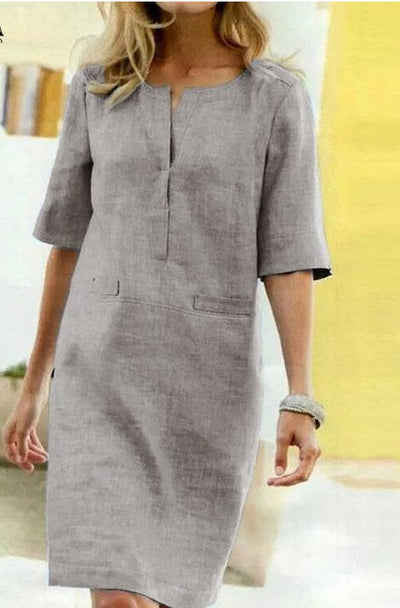 Jolina - Minikleid aus Leinen mit halben Ärmeln