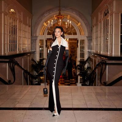 Sophia - Modisches Maxikleid mit kontrastierendem Strickstoff