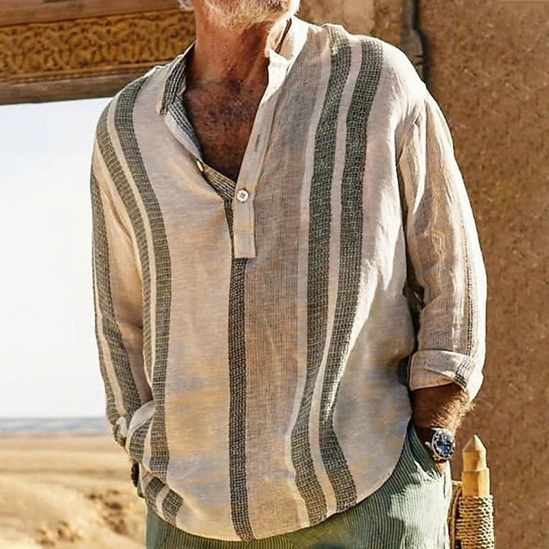Mateo - Lässiges Leinenhemd mit stilvollen Streifen