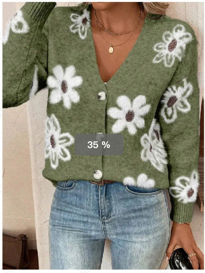 Daisy - Strickjacke mit Blumenmuster und Gänseblümchen