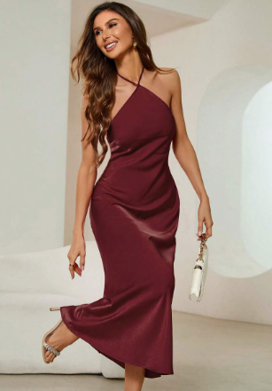 Gabriela - Asymmetrisches Midikleid mit Neckholderausschnitt