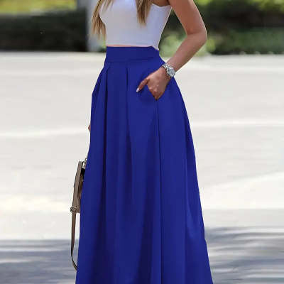 Isla - Plissierter Maxirock mit hoher Taille in Pastelltönen