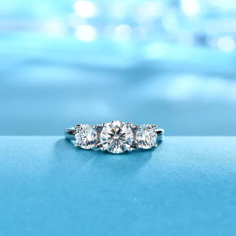 Clare Dreifach Stein Ring | Weißgold