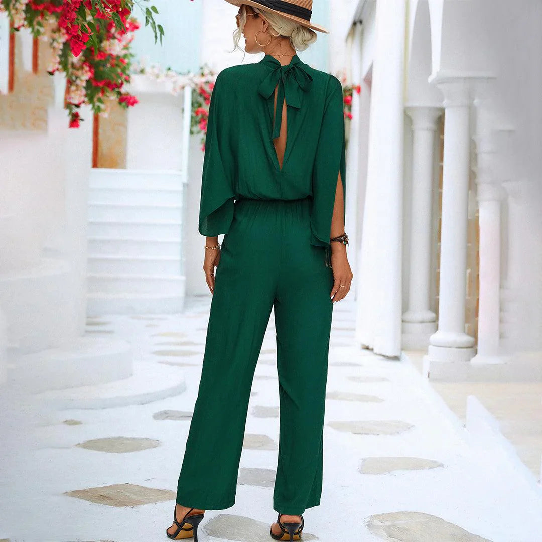 Shelly – Eleganter Jumpsuit mit hohem Halsausschnitt und weitem Bein