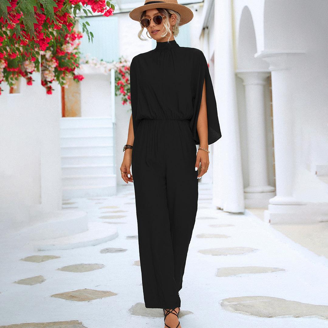 Shelly – Eleganter Jumpsuit mit hohem Halsausschnitt und weitem Bein