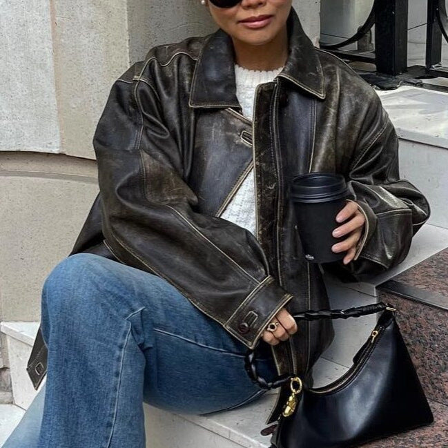 Kayna| Vintage-Jacke aus Altleder