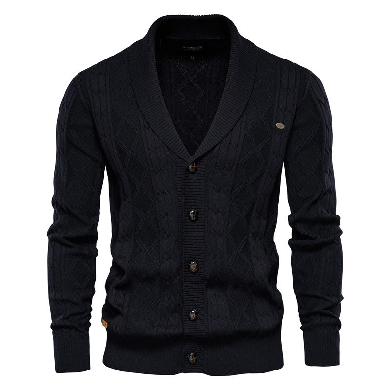 OLIVIERO™ Herren Baumwoll-Cardigan mit Geflochtenem Design und Knopfverschluss