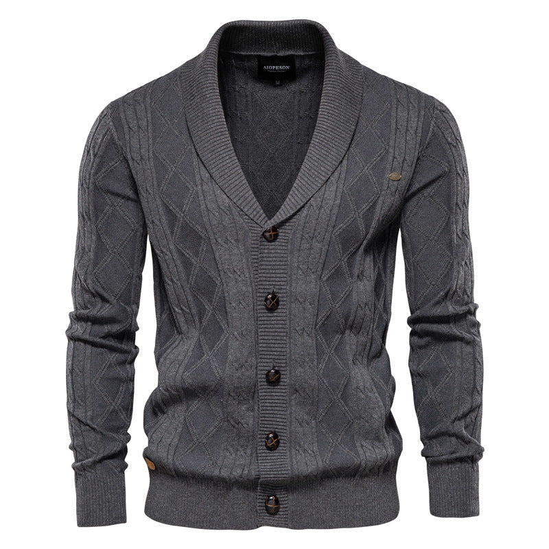 OLIVIERO™ Herren Baumwoll-Cardigan mit Geflochtenem Design und Knopfverschluss