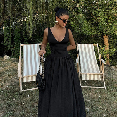 Hortensia | Damen A-Linien Kleid mit V-Ausschnitt und taillierter Weste