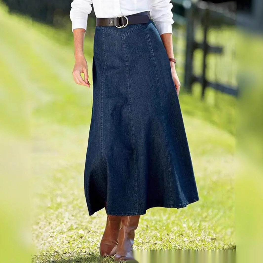 Monica - Langer Jeansrock mit klassischem Schnitt