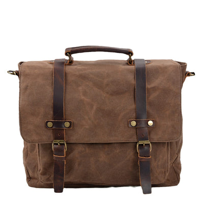 Bruges Messenger Bag – Robuste Canvas & Crazy Horse Leder Schultertasche mit Laptopfach