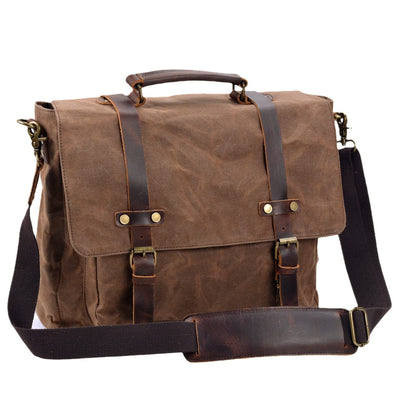 Bruges Messenger Bag – Robuste Canvas & Crazy Horse Leder Schultertasche mit Laptopfach