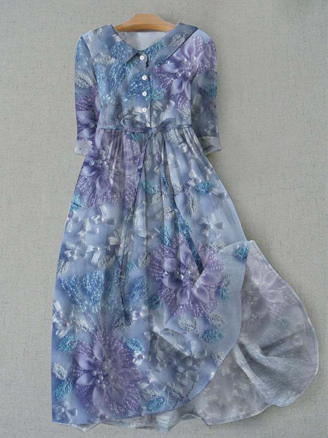 Liana - Geblümtes Midi-Hemdkleid mit Gürtel