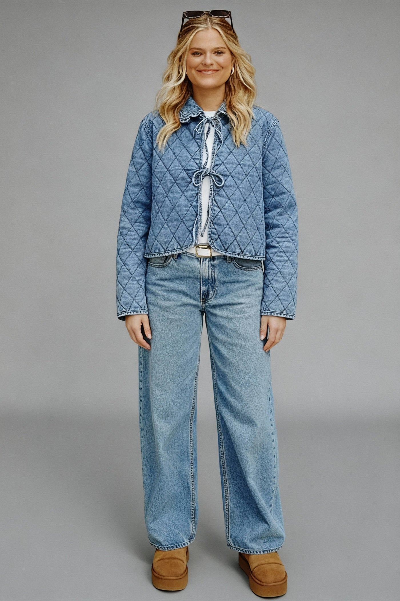 Rafaela | Kurze karierte Jeansjacke für Damen