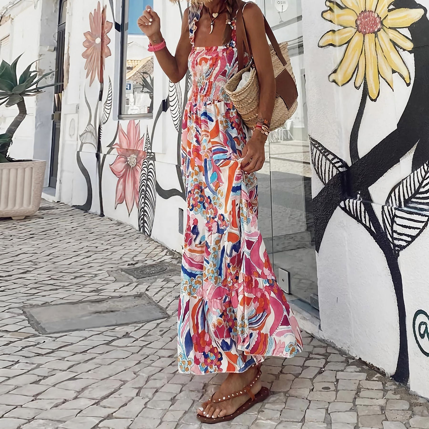 Sabrina - Boho Kleid mit Tribal-Print für frühlingshaften Stil