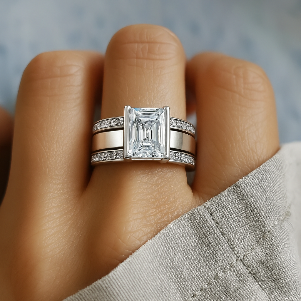 Vintage-Ring mit eingelegtem Glas