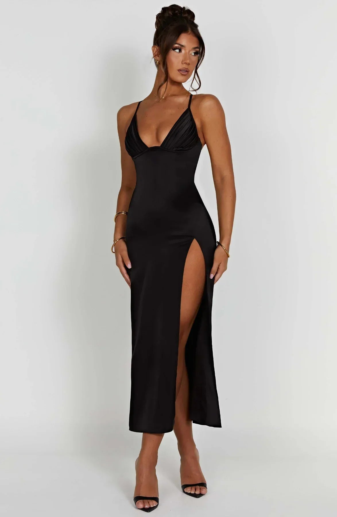 Elegantes Midikleid Mit Spaghettiträgern