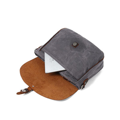 Bregenz™ - Handgefertigte Vintage Crossbody Tasche aus Wachsgeschichtetem Baumwoll-Canvas & Leder
