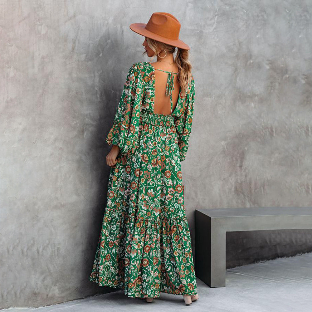 Mikaela - Boho-Maxikleid mit Blumenmuster und romantischem Stil