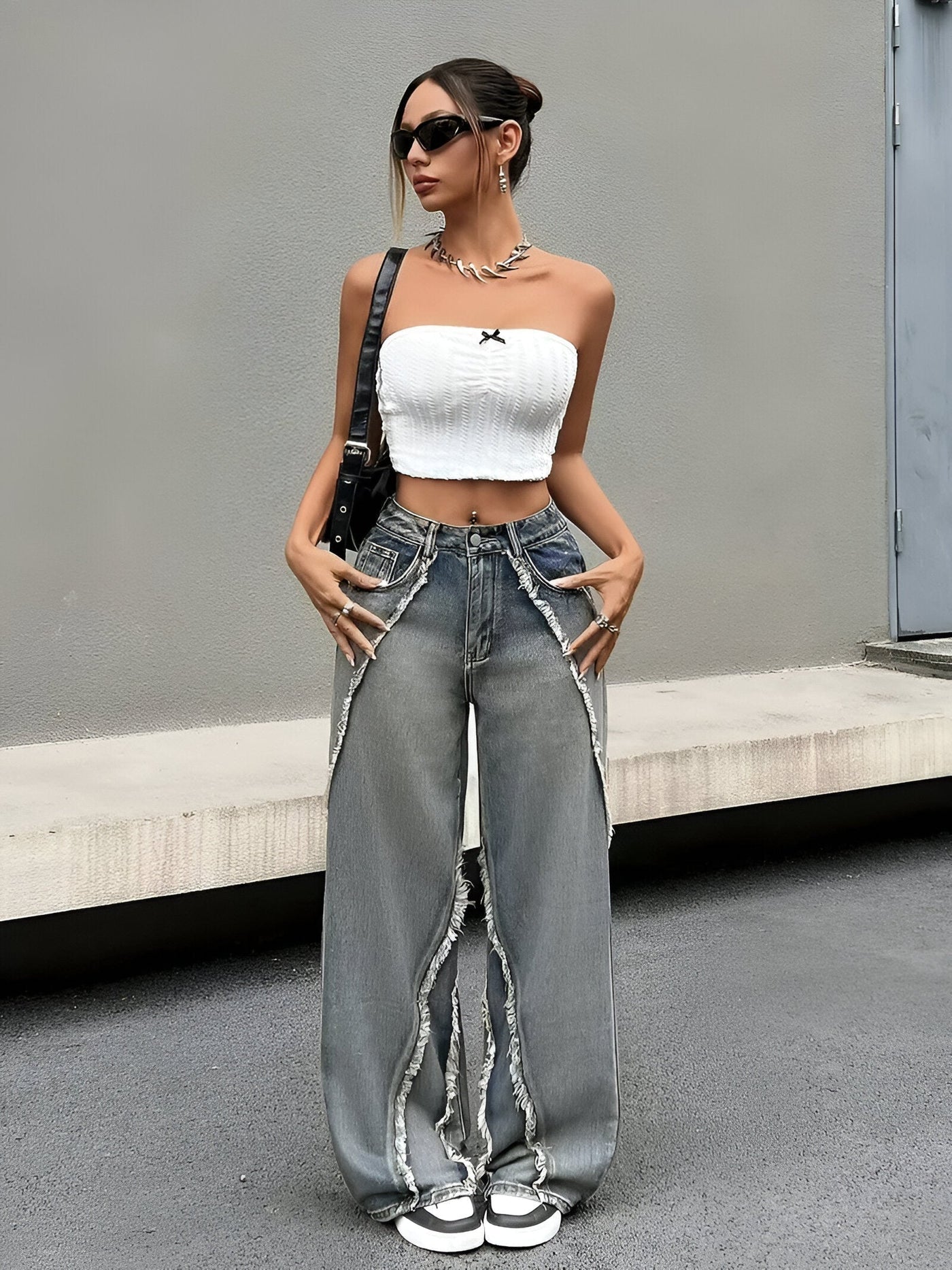 Gregoria  | Coole Blaue Jeans mit rauem Saum und weitem Bein