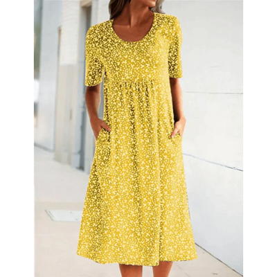 Jehaia - Lässiges Kleid mit Rundhalsausschnitt und Blumenmuster