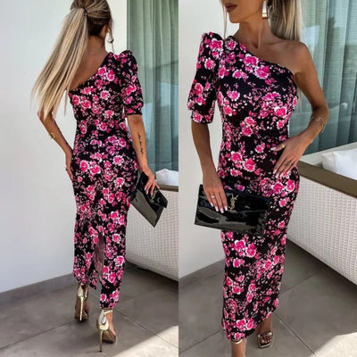 Isabella - Geblümtes Bodycon-Kleid mit einer Schulter