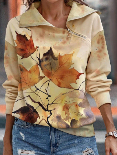 Aria - Sweatshirt mit lebhaftem Blumendruck und Reißverschluss