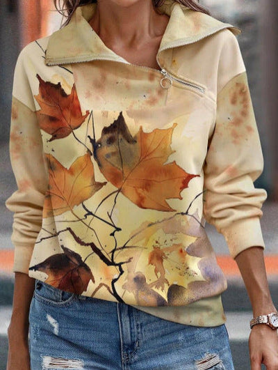 Aria - Sweatshirt mit lebhaftem Blumendruck und Reißverschluss