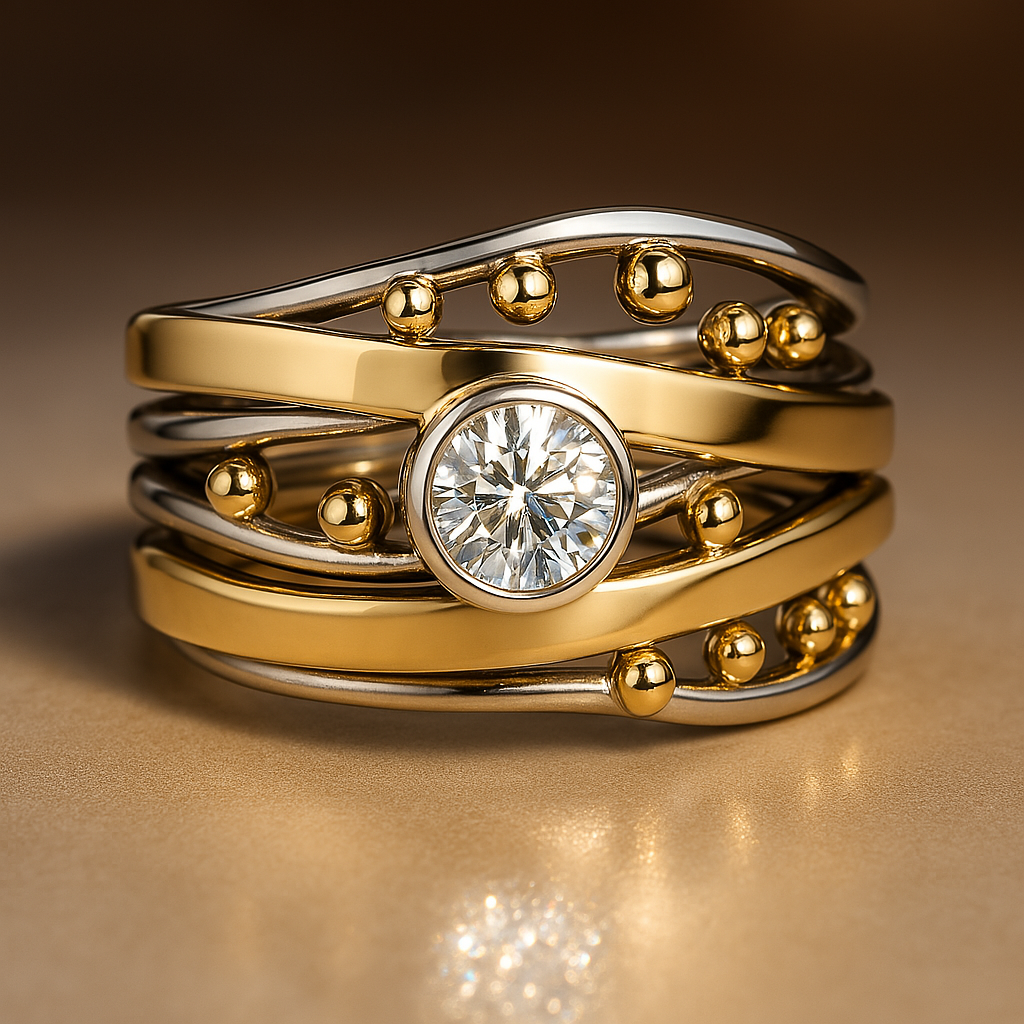 Vergoldeter Vintage-Ring mit eingefasstem Zirkonia