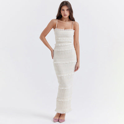 Elisa - Langes Spitzenkleid mit Trägern