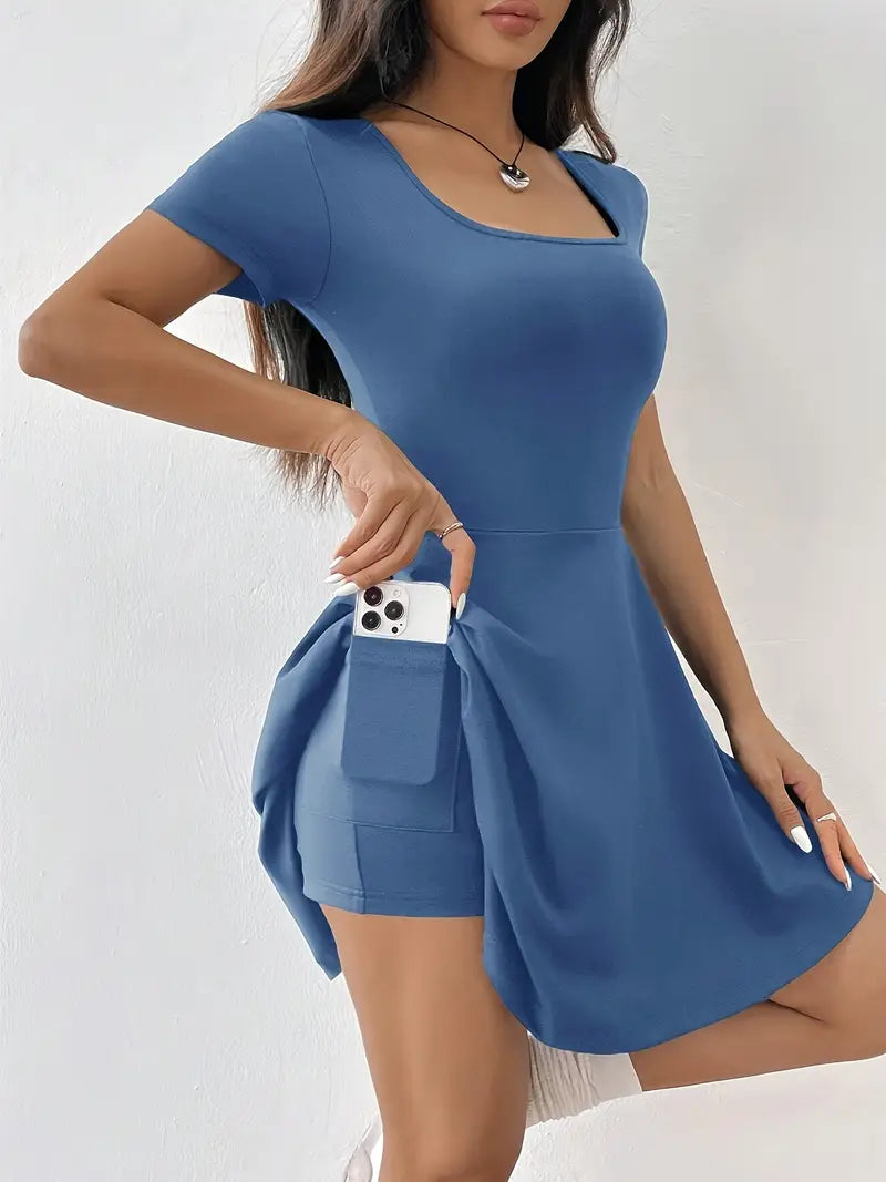 Gudrun – Schickes Skaterkleid mit integrierten Shorts und Tasche