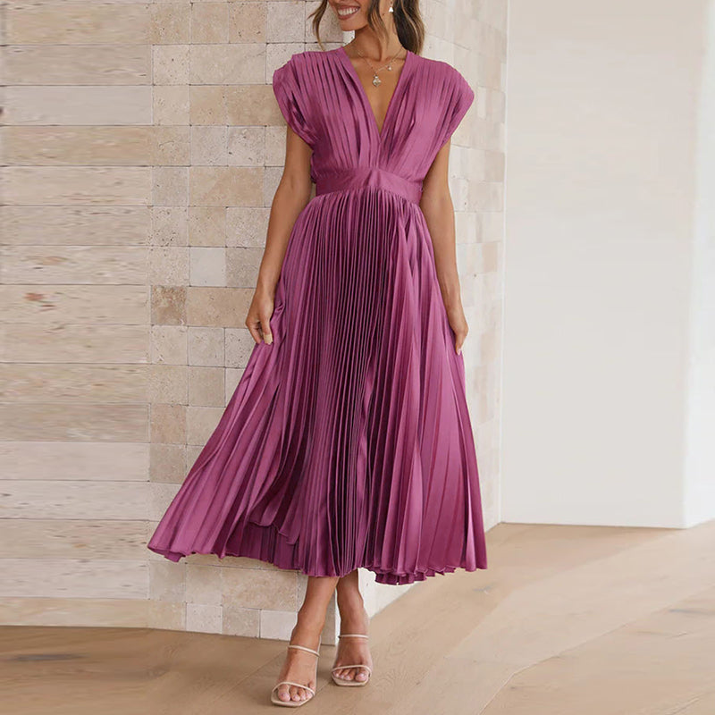 Karolyn - Damenkleid mit V-Ausschnitt und Falten