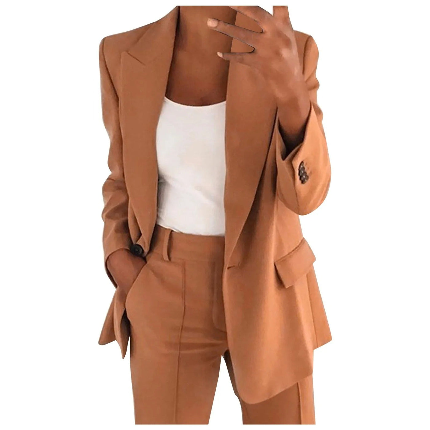 MiraSet - Damen-Anzug-Set mit Blazer und Hose in Uni-Farbe