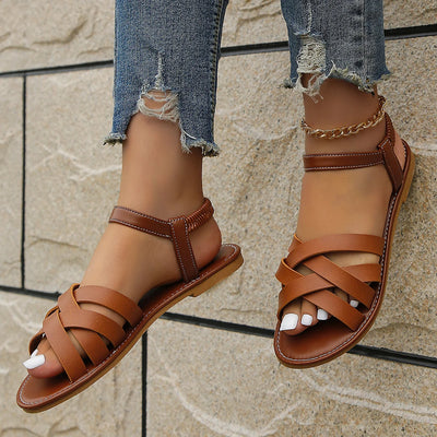 Damen Römische Sandalen Aus Echtem Leder – Elegante Slip-Ons Für Komfort Und Stil