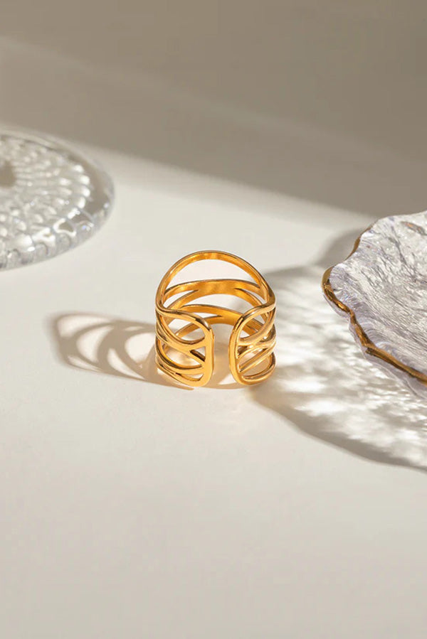 Catalina | Elegante Wellenförmige Edelstahlring Mit Verstellbarem Design, Ultraleicht